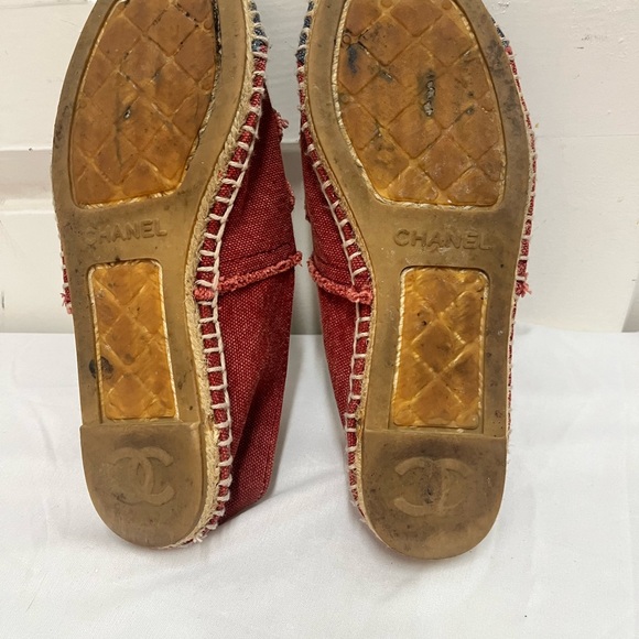 Chanel CC Logo Canvas Woman Espadrille Slip Shoes Size 7 - Picture 7 of 11